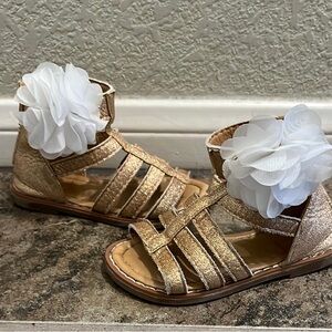 Nicole Miller Girls Gold Sandals Gladiator Style
